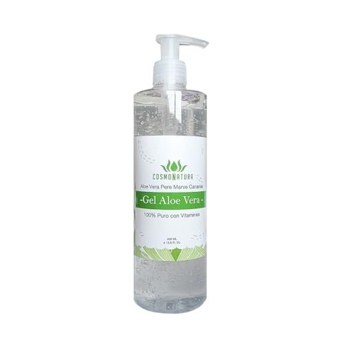 Cosmonatura Gel Aloe Vera Puro 400 ml con Dosificador – Hidratante Natural para Cara, Cuerpo y Cabello – Calmante After Sun, Post-depilación y Afeitado – 99% Ingredientes Naturales