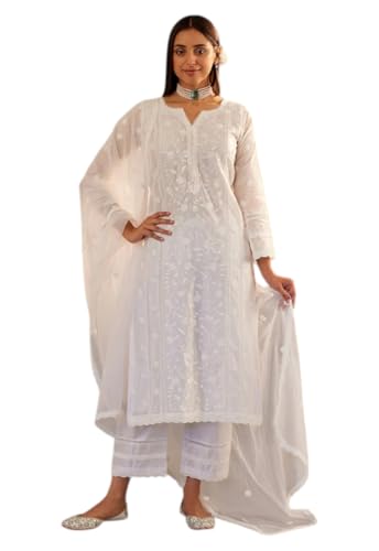 Ensemble trois pièces femme avec broderie florale et voile en maille
