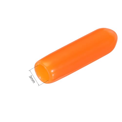 Image of MECCANIXITY 200pcs 3mm(1 /8 inch) Rubber End Caps Cover PVC Vinyl Screw Thread Protector Round Wire Shelf Caps for Screw Bolt Pipe Fence Post, Orange