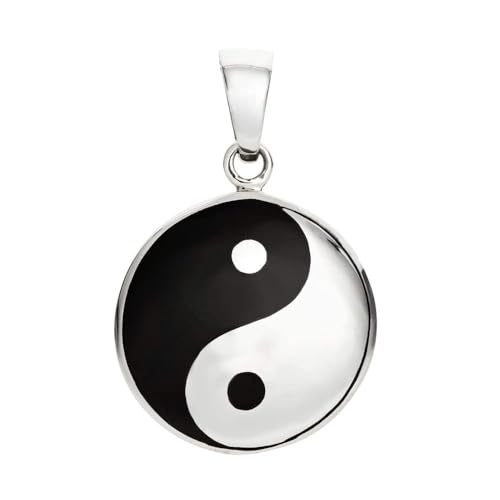 Collier en argent sterling 925 massif avec son pendentif Yin Yang ciselé main