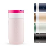 Dopper Travel Mug Thermobecher 300 ml Berry Pink - Auslaufsicherer Isolierbecher für kohlensäurehaltige Getränke, 6h warm / 20h kalt, 90% recycelter Edelstahl