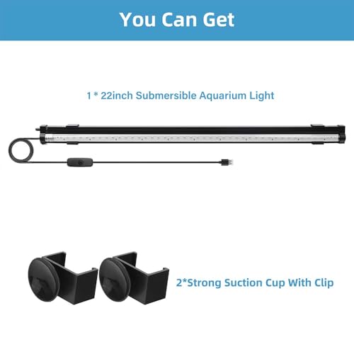 Image of DaToo Submersible Aquarium Light 22Inch Fish Tank Light Bubbler Wall with Air Bubble Hole IP68 Waterproof Color Changing Led Light for Freshwater and Saltwater Aquariums Fish Tanks