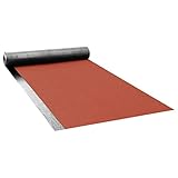 Color: Rojo; Material: Vellón de fibra de vidrio, betún, lámina de PE, pizarra mineral; Dimensiones: 5 x 1 m (largo x ancho)