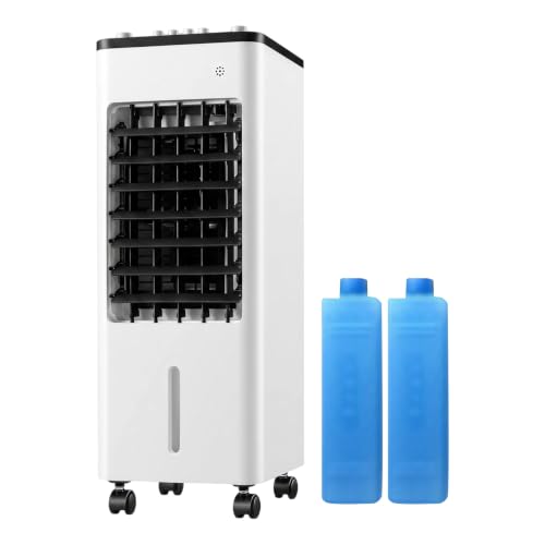 Ventilator mit Wasserkühlung,Tragbarer Klimaanlagenventilator, 3 in 1 Mobile Kühleinheit mit Fernbedienung, 3 Geschwindigkeitsstufen und 360° Rädern, Leise AC für Schlafzimmer und Büro,Schwarz