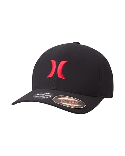 Image of Hurley Mens Baseball Cap - Moisture Wicking Curved Brim Flexfit Fitted Hats for Men with H2O-Dri Sweatband (Sizes: S-XL)
