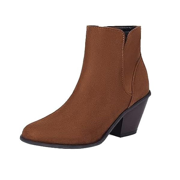 BOTCAM Enkellaarzen voor dames, dikke zool, klassieke elegante spitse teenzone, enkellaarzen, waterdicht bovenmateriaal, dikke zool, antislip, westernlaarzen, dameslaarzen