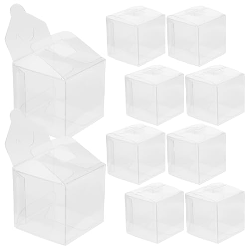 NUOLUX ラッピング 小さい箱 PVC 透明 ボックス 正方形 4cm*4cm ラッピング箱 小 ラッピング用品 プレゼント用 プレゼント包装 商品展示 小物入れ 10個セット 組み立て簡単 折り畳み収納可能