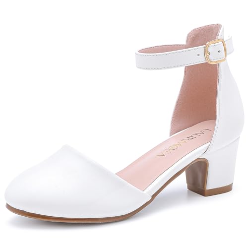 Image of LAURMOSA Girls Dress Shoes Closed Toe Pumps High Heels for Little Big Kid