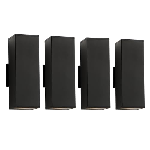 Image of mirrea 14 inch Modern Outdoor Porch Light in 2 Lights, Matte Black, 4 Pack