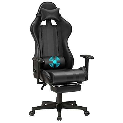 Soontrans Silla Gaming con Masajeador y Reposapiés Cover