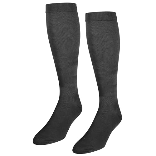 Image of NuVein Men's Compression Socks, 15-20 mmHg Support, Dress Trouser Style, Over Calf Knee High, Charcoal, Large