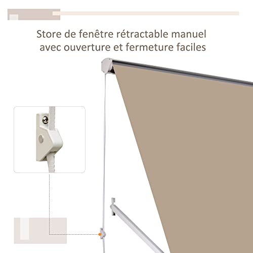 Store banne manuel anti-chaleur Outsunny réglable imperméable beige