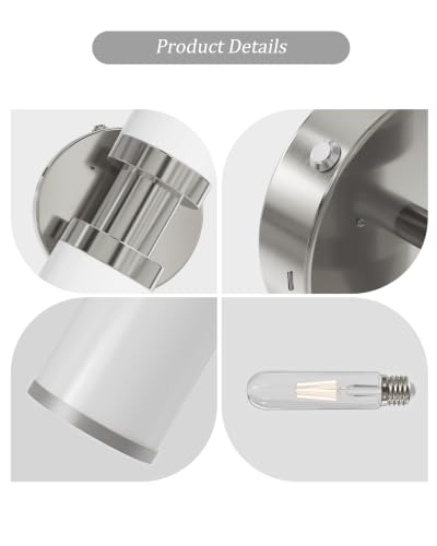 Image of Rayogale Nickel Wireless Battery Operated Wall Sconces with Remote | White Glass Rechargeable Wall Lights Set of 2 with Timer Function Dimmable for Living Room Bedroom Emergency 3000K, 20.5 Inch