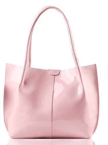 Image of Carrylux Casual Patent Synthetic Leather Tote Bag, Handbag for Ladies
