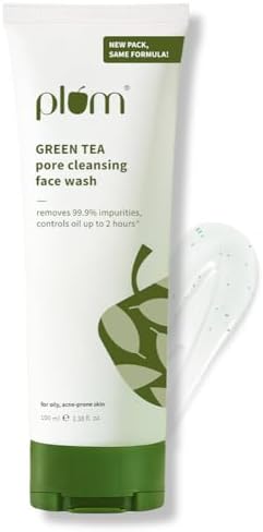 Plum Green Tea Pore Cleansing Face Wash for Oily, Acne Prone, Dry & Combination Skin | with Glycolic Acid | Fight Pimples & Control Excess Oil | Gentle Exfoliating & Non-Drying | Women & Men | 100ml