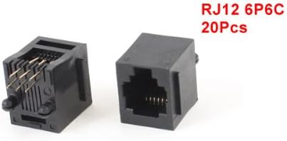 sourcing map 20 Pcs Black Plastic 180 Degree RJ12 6P6C Network Modular PCB Connector Jacks - Image 3