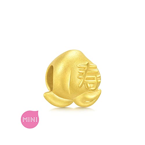 CHOW SANG SANG 999 24K Solid Gold Mini Charm Longevity Peach Charm Blessing Bracelet for Women and Men 93772C3