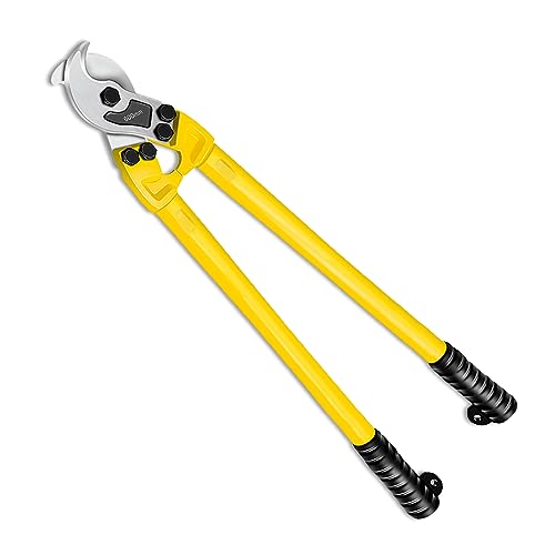 AUPREX 24 Inch Heavy Duty Cable Cutter, Carbon Steel Wire Rope Cutter for Aluminum and Copper Wire Rope, Multi-Functional Labor Saving Long Arm Wire Cutter Pliers with Ergonomic Design