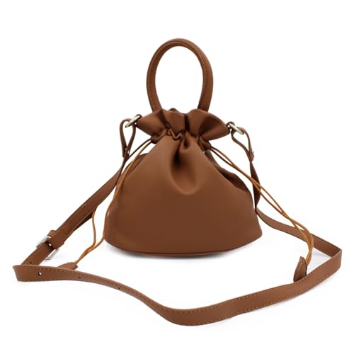Premium Soft Vegan Leather Top Handle Bucket Bag Handbag Shoulder