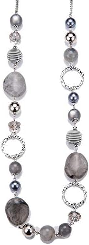 PEARL&CLUB Long Beaded Necklaces For Women - Sweater Chain Fashion Jewelry Necklace Gifts For Women (Grey)