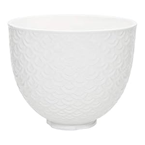 KitchenAid 5 Quart Ceramic Bowl for all KitchenAid 4.5-5 Quart Tilt-Head Stand Mixers KSM2CB5TWM, White Mermaid lace