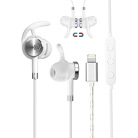 Lightning Headphones Earbuds Earphones with Microphone Controller MFi Certified Noise Isolation Compatible iPhone 14 13 12 11 Pro Max iPhone X/XS Max/XR iPhone 8/P iPhone 7/P NeoFlow White Cover
