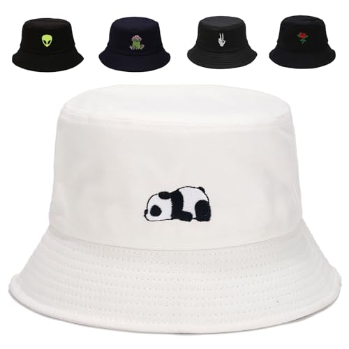 Image of Cotton Bucket Hat for Women Men Summer Travel Sun Beach Bucket Cap, Unisex Outdoor Fisherman Hat