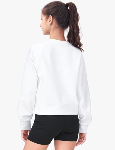 JOCMIC Girls Crewneck Sweatshirt, Long Sleeve Pullover Kids Crop Tops with Thumb Hole for Teens Youth3