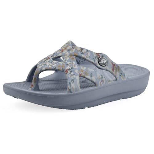 WHITE MOUNTAIN Fom Recovery Women's Rip Strappy Sandal, Lt.Blue Floral Print, 8 M