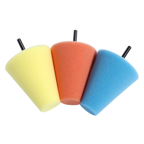 Vaguelly Tamponi Spugna a Forma di Cono per Lucidatura Auto 3 Pezzi Colorati Set per Ceratura e Finitura Dettagli Ruote e Paraurti