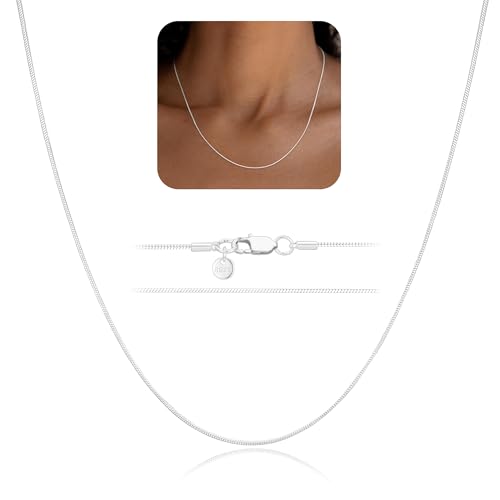 SWIMLANCE 925 Sterling Silver Snake Chain for Women 1mm Necklace Chain Smooth Sturdy Hypoallergenic Silver Chain for Jewellery Gifts 18Inch