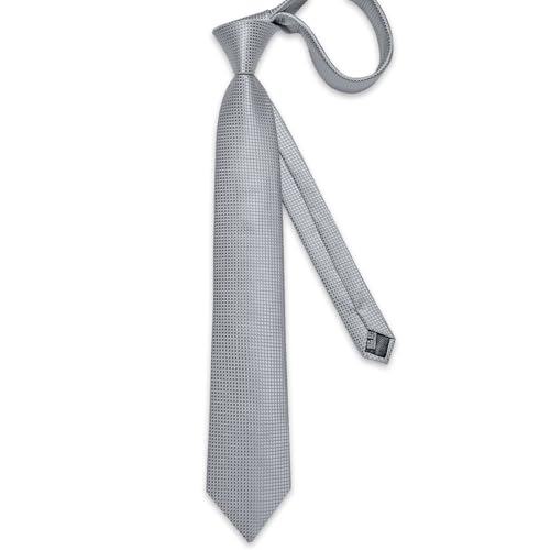 Image of DiBanGu Mens Solid Color Tie and Pocket Square Set Woven Silk Plain Necktie & Handkerchief for Men Wedding Party Formal