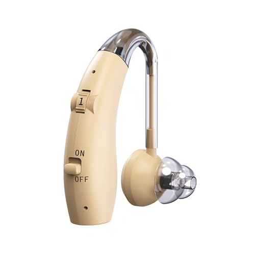 Image of Fastwell F25 Rechargeable Hearing Aid for Adults & Seniors, Behind-the-Ear Design, 30 Min Quick Charge, Noise Reduction, Single Ear With 6-Month Warranty (Beige)