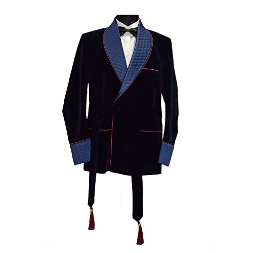 Men Smoking Jacket Blue Velvet Jacket Hosting Dinner Party Wear Blazers Jacket