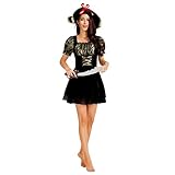 Halloween Dekoration Grusel Ornamente Halloween Deko Halloween Bühnenkostüm Erwachsene Weibliche Schwarzer Kurzer Rock Piraten Cosplay Fluch Der Karibik Rollenspiele-Weibliche Schwarze Piratin Mit Kur