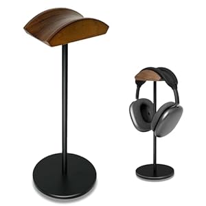 Headphone Stand for Desk – Headset Holder with aluminum alloy support rod, gaming headset stand with wooden support plate