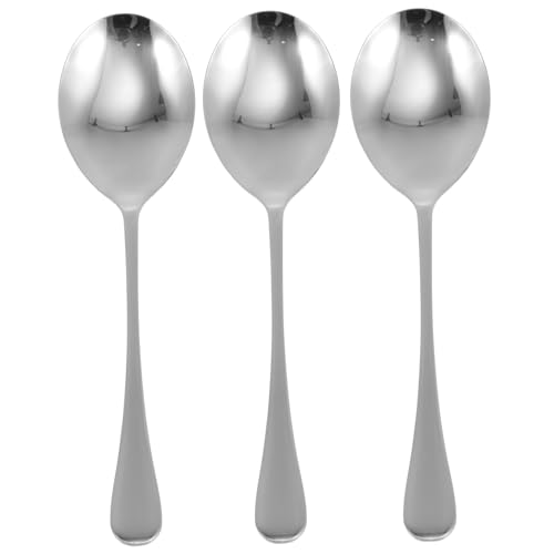 GRIRIW 3pcs Stainless Steel Serving Spoon Mixing Spoons Serving Utensils Drink Spoons Universal Eating Spoon Serving Spoons Large Food Serving Spoons Dinnerware Public Cutlery Silver