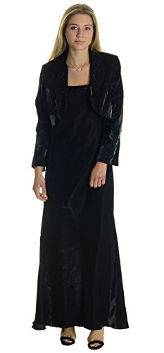 Alex Evenings Women's Sleeveless Beaded Gown w/Bolero Jacket in Black, 14