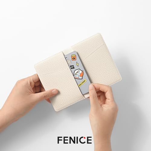 FENICE Bifold Card Wallet Holder Durable Vegan Eco PU Leather with Slim Sleek Minimalist Look for Men & Women (BLACK)4