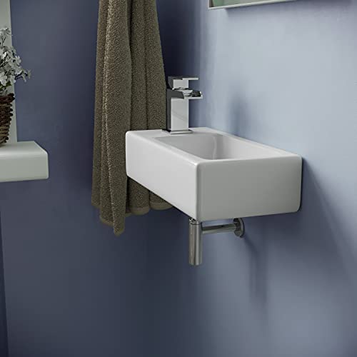 Tulla 375 x 185mm Small Cloakroom Rectangle Wall Hung Basin Sink