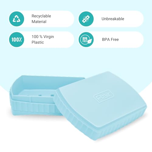 Image of FLAIR Estella Soap Case with Drainage | Reusable & Durable Soap Box | Modern Bathroom Soap Holder (2, Blue)