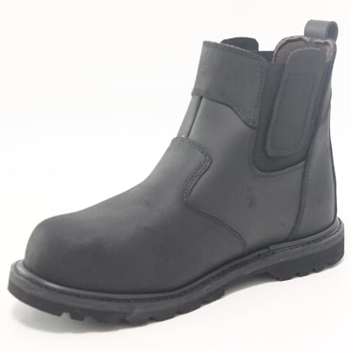 Image of Steel Toe Safety Ankle Work Boots for Mens Made of Leather Comfortable Non-slip Waterproof Industrial Construction Safety Workboots