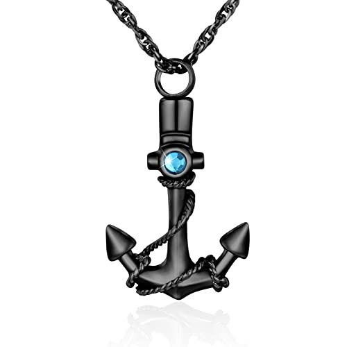 Collier funéraire ancre anti-ternissement pour cendres humaines