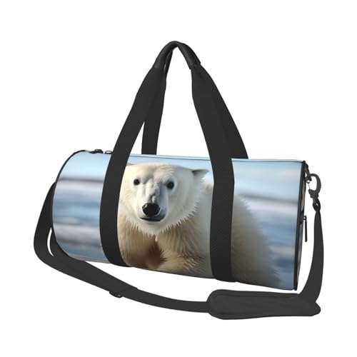Sac de nuit pliable à grande capacité noir avec motif ours polaire