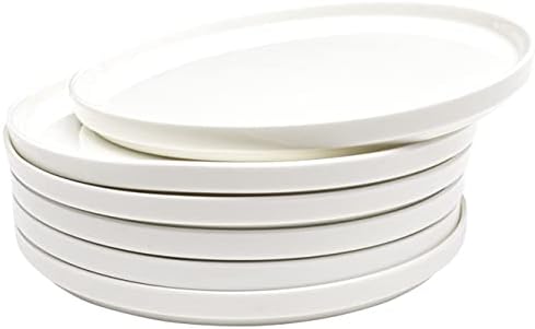 Vikko Salad Plate, Set of 6 White Plates, Dessert, Salad, Appetizer Plate, Fine Bone China, Stackable 8 Inch Dessert Plates, Dishwasher Safe