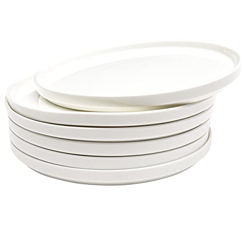 Vikko Salad Plate, Set Of 6 White Plates, Dessert, Salad, Appetizer Plate, Fine Bone China, Stackable 8 Inch Dessert Plates, Dishwasher Safe #TOP1