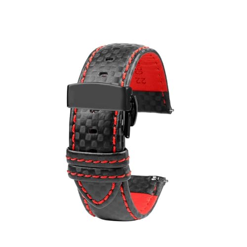 Bracelet montre connecté cuir carbone 22mm idéal pour le bureau et le sport