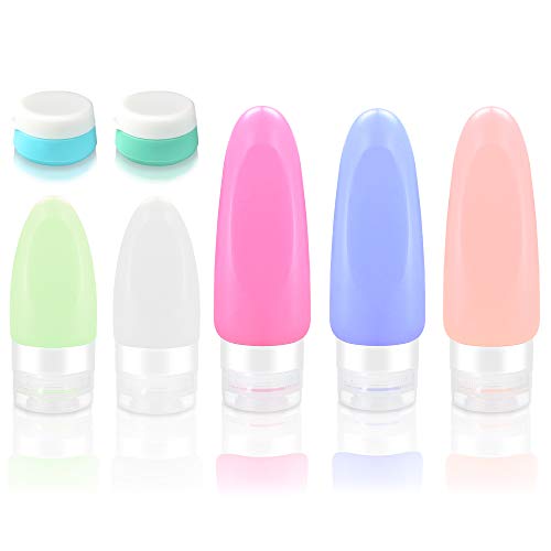 Blackace Flacon Voyage, Bouteilles de Voyage en Silicone Conteneur de Voyage Portables Anti-Fuite Approbation TSA sans BPA, Ensemble de 7 Accessoires de Voyage pour shampooing, Articles de Toilette