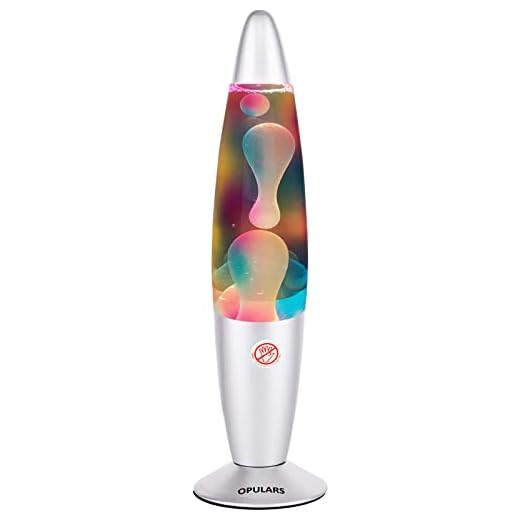 OPULARS Rainbow Lava Lamp 16-Inch Colorful Lava Lamps for Adults and Kids, Silver Base Multicolor Lamp with White Wax in Clear Liquid, Release Pressure Lamp Birthday Gift Christmas Decorations