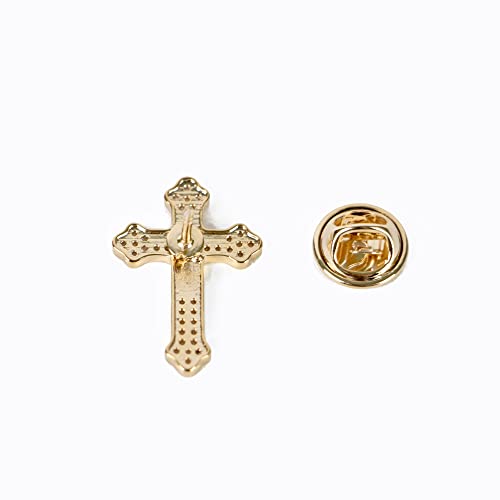 Men's Tie Pins Lapel Pins Brooches Suit Accessories (1Pcs Cross Gold) #TOP4